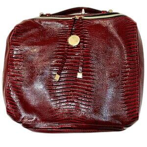 Estée Lauder Red Croc Embossed Makeup Cosmetic Travel Case Large Zip Organizer